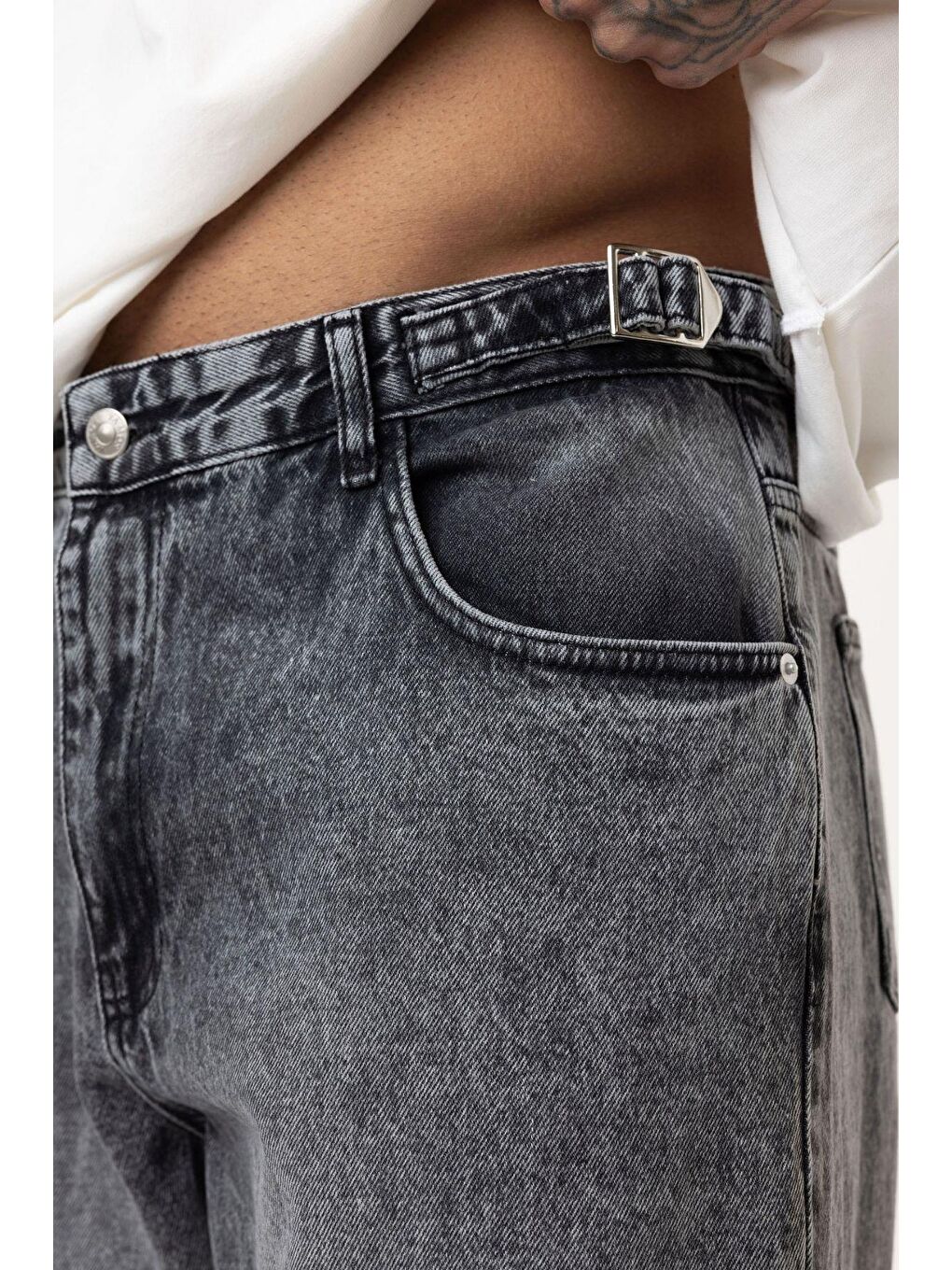 Relaxed Fit Jean Gri-4