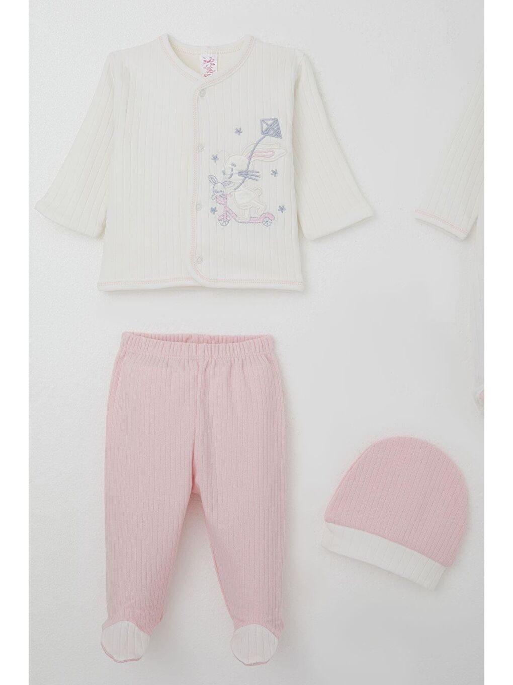 Kız Bebek Hastane Çıkışı 8 Li Scooter Perisi Uçurtma Uçuran Tavşancık Nakışlı Beyaz (0-3 Ay)-2