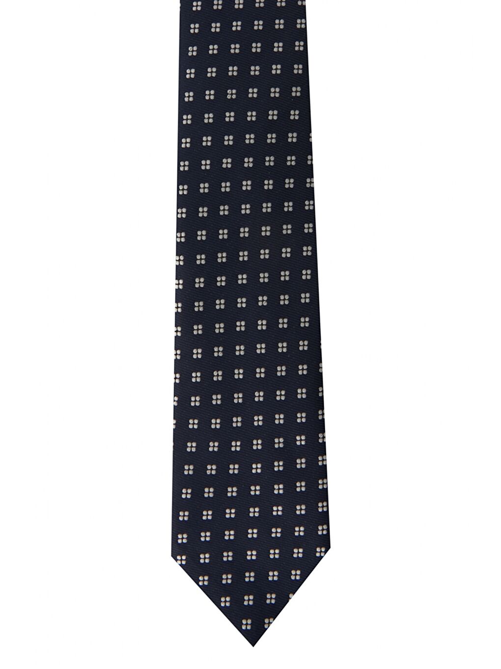 Erkek Lacivert-Beyaz Desenli Klasik Su Geçirmez Nano Kravat-1