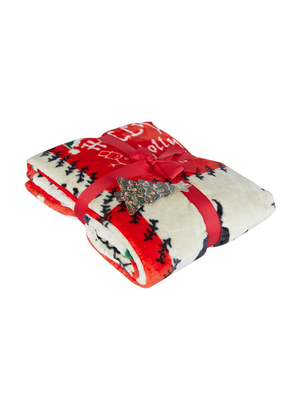 Home Wellsoft 3D Tv Battaniye Holly Jolly Kırmızı-1