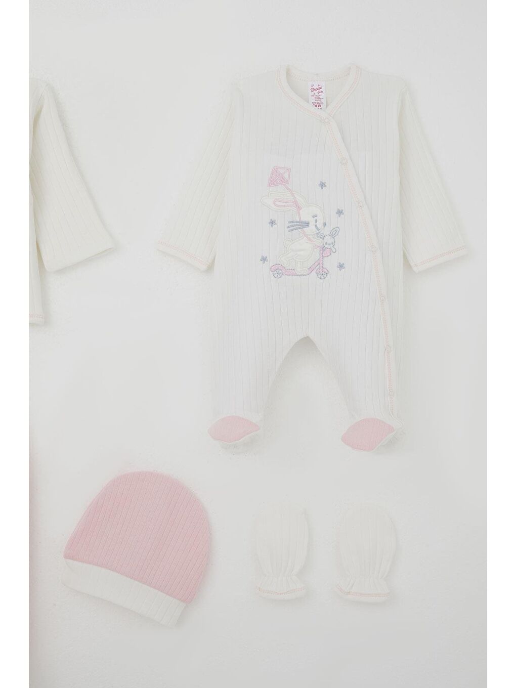 Kız Bebek Hastane Çıkışı 8 Li Scooter Perisi Uçurtma Uçuran Tavşancık Nakışlı Beyaz (0-3 Ay)-3