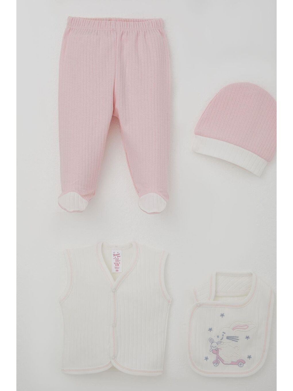 Kız Bebek Hastane Çıkışı 8 Li Scooter Perisi Uçurtma Uçuran Tavşancık Nakışlı Beyaz (0-3 Ay)-4