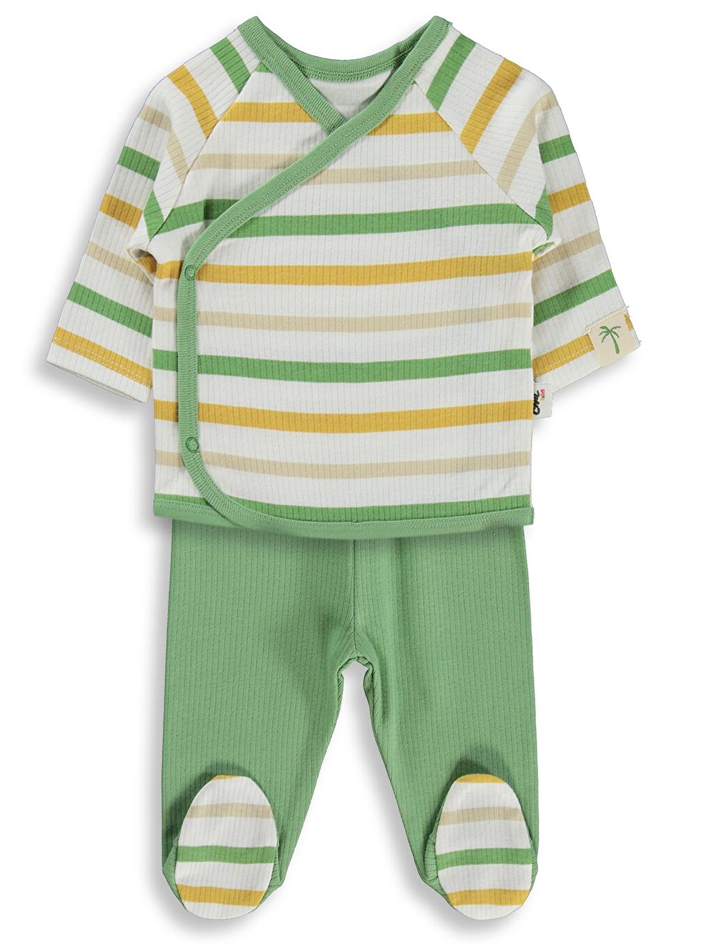 Baby Çizgili Zıbın Takımları - Ekru-2