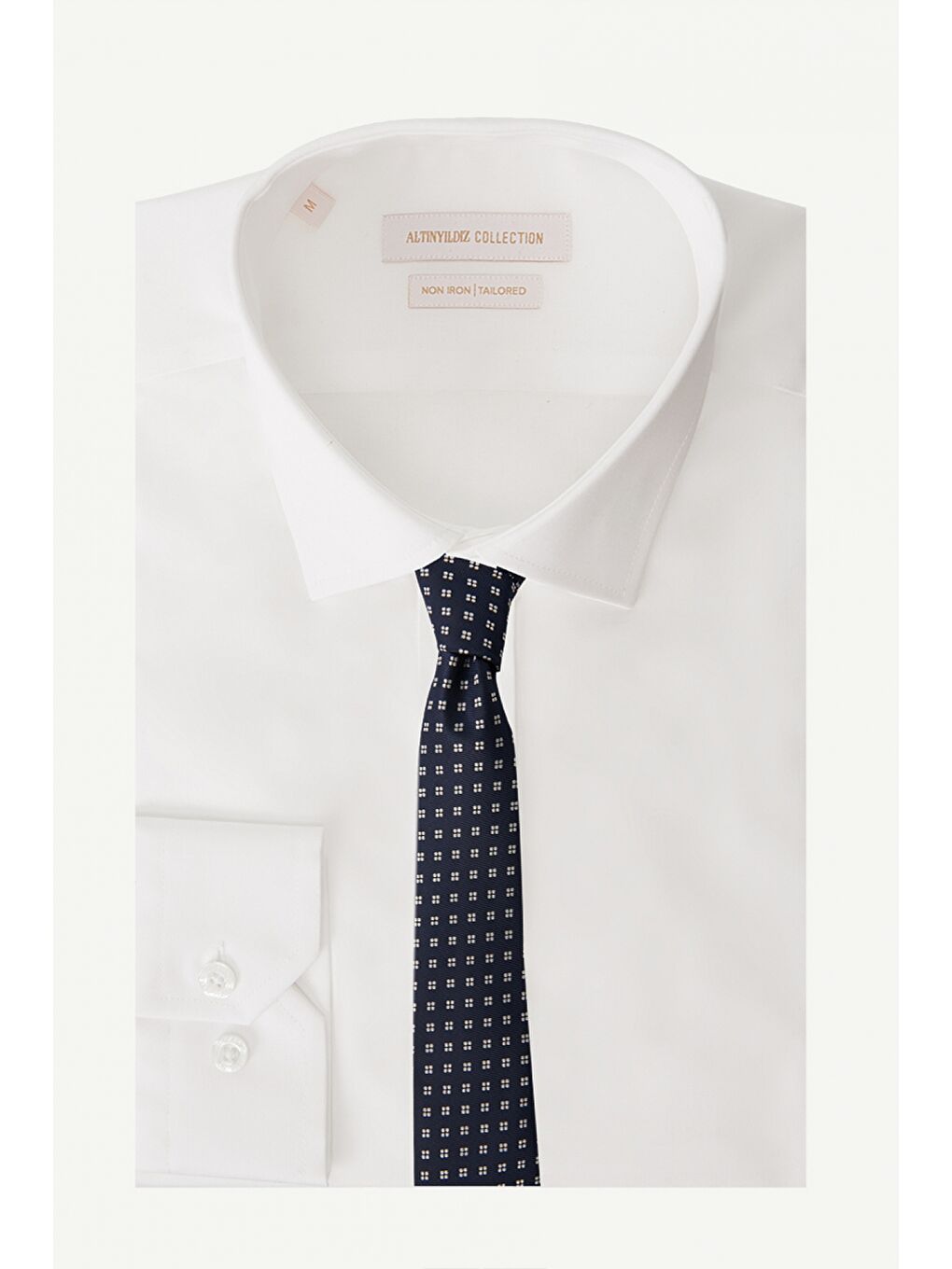 Erkek Lacivert-Beyaz Desenli Klasik Su Geçirmez Nano Kravat-2