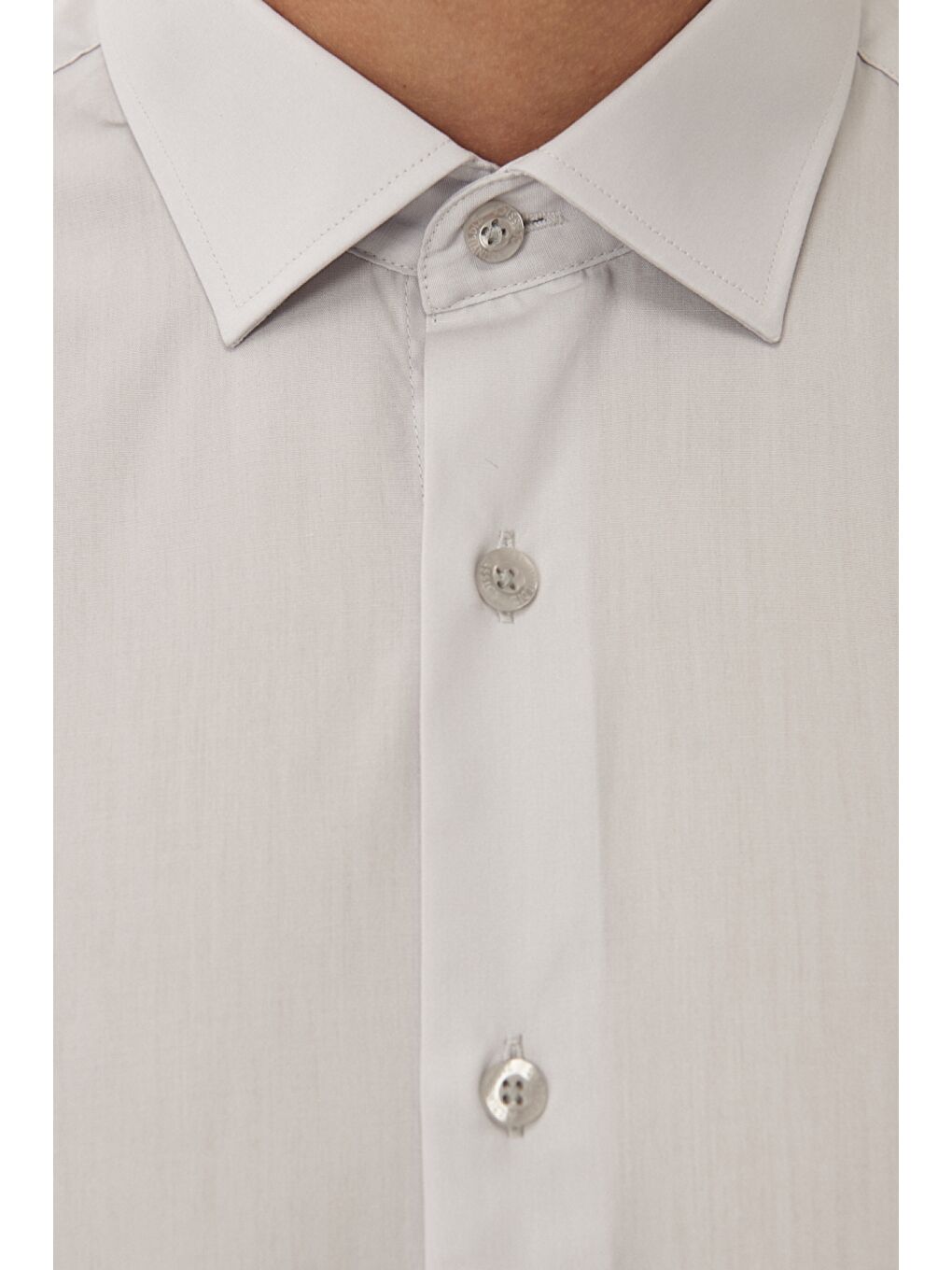 Erkek Gri Kolay Ütülenebilir Non-Iron Pamuklu Slim Fit Dar Kesim Klasik Yaka Gömlek-2