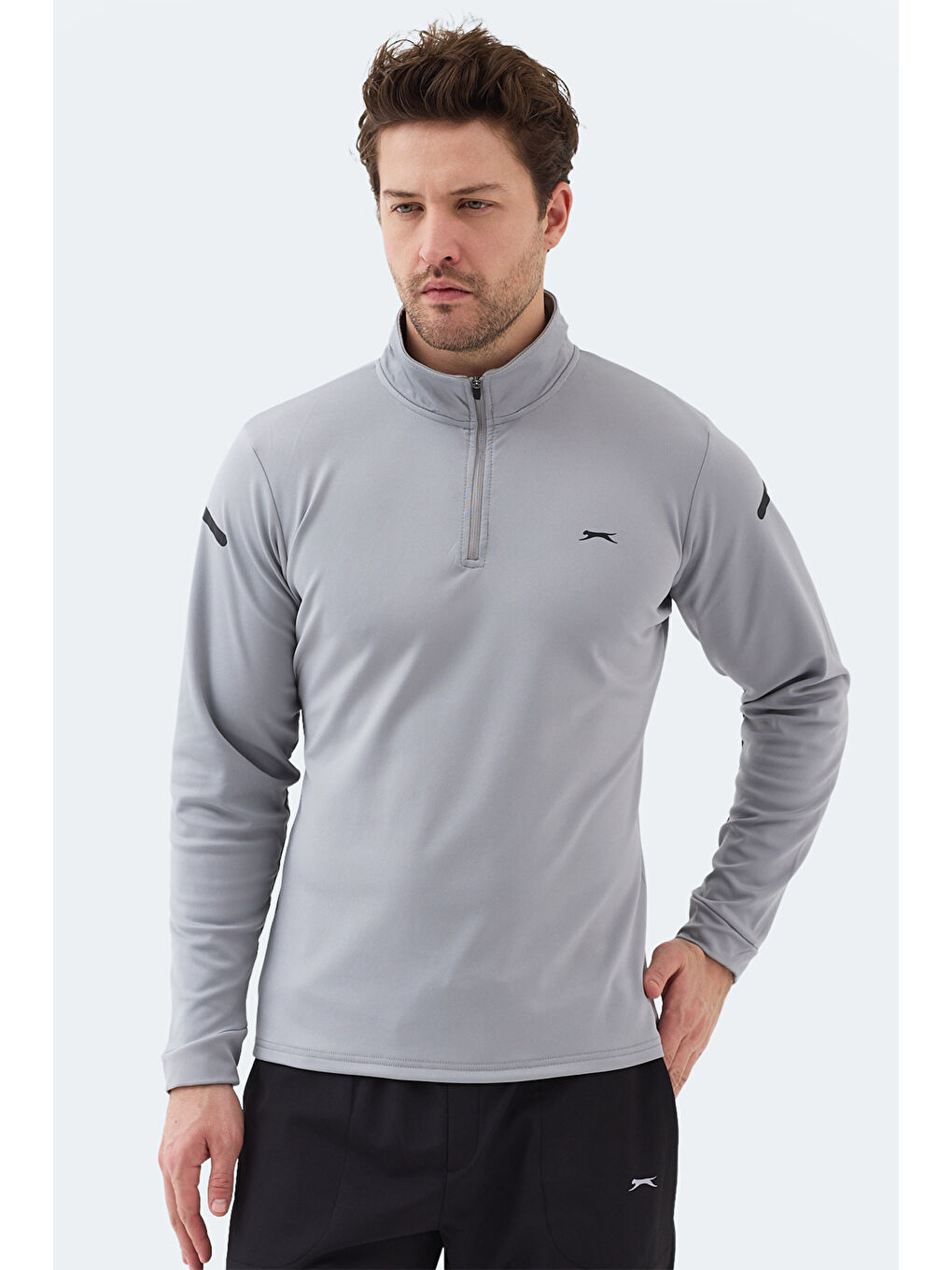 INTIMATE I Erkek Dik Yaka Fermuarlı Gri Sweatshırt-2