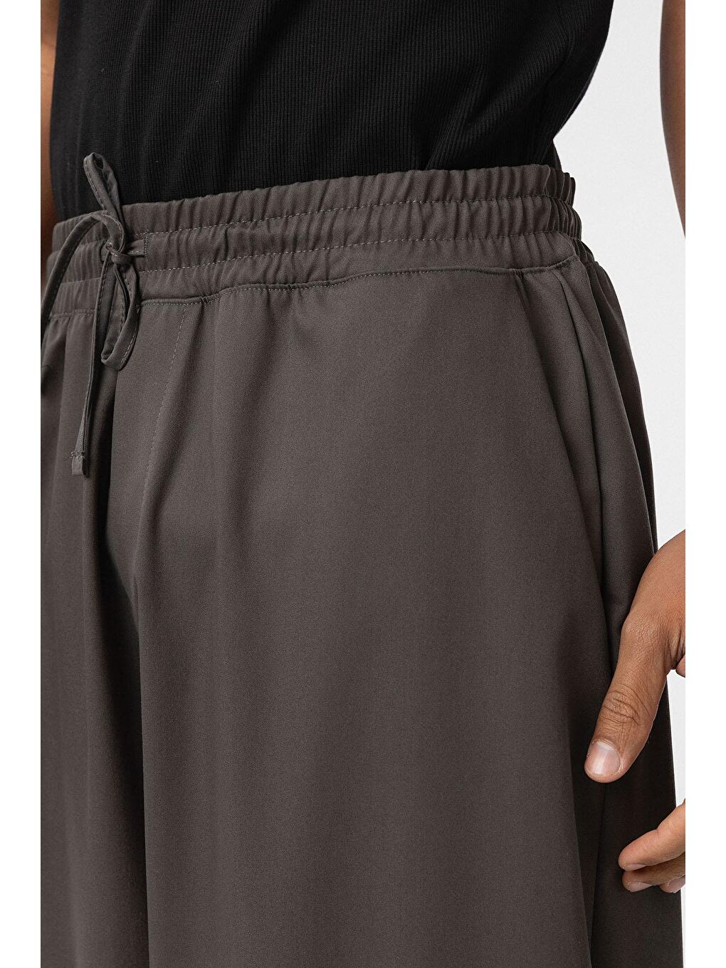 Gri Bel Lastikli Baggy Erkek Pantolon Füme-4