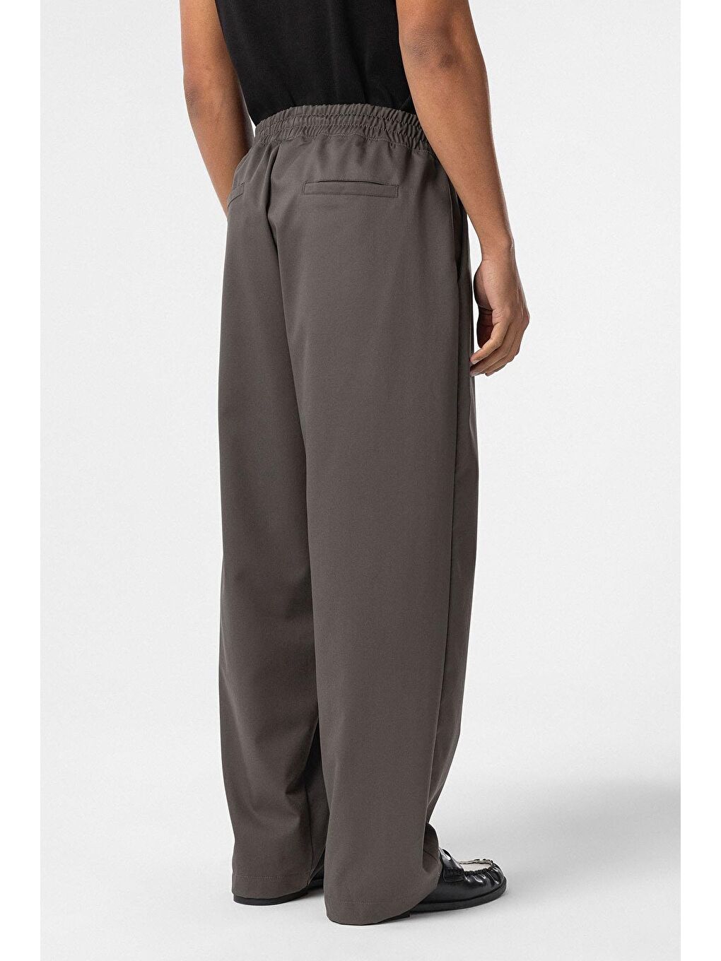 Gri Bel Lastikli Baggy Erkek Pantolon Füme-5