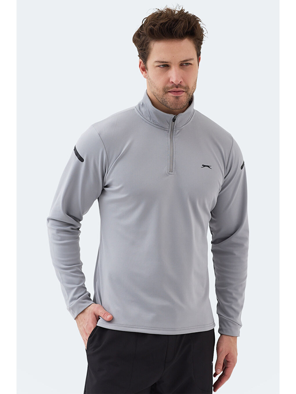 INTIMATE I Erkek Dik Yaka Fermuarlı Gri Sweatshırt-4