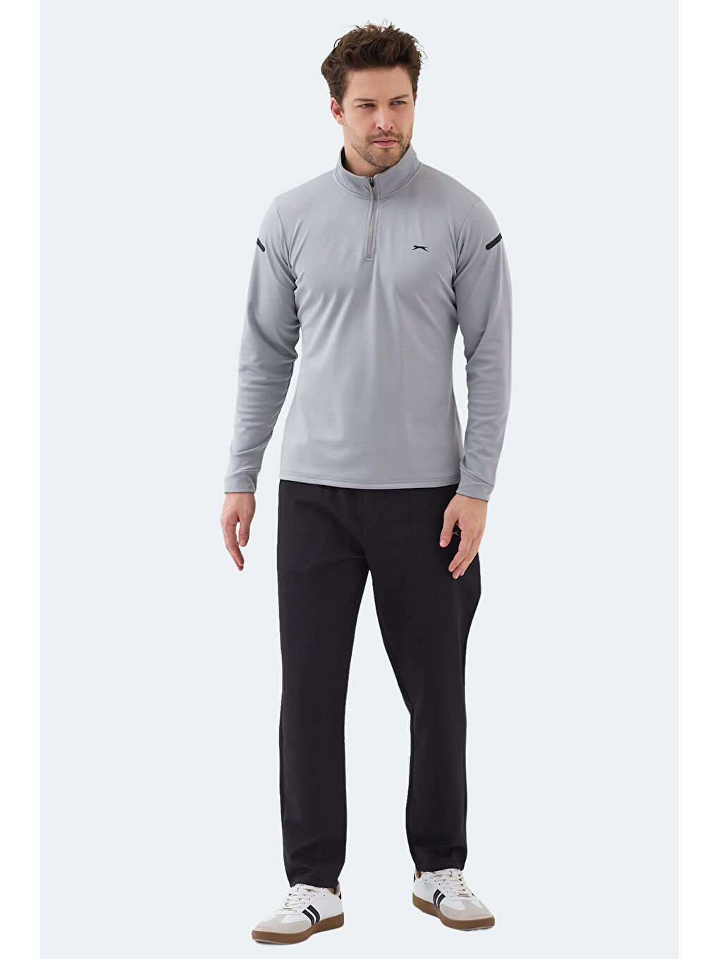 INTIMATE I Erkek Dik Yaka Fermuarlı Gri Sweatshırt-5