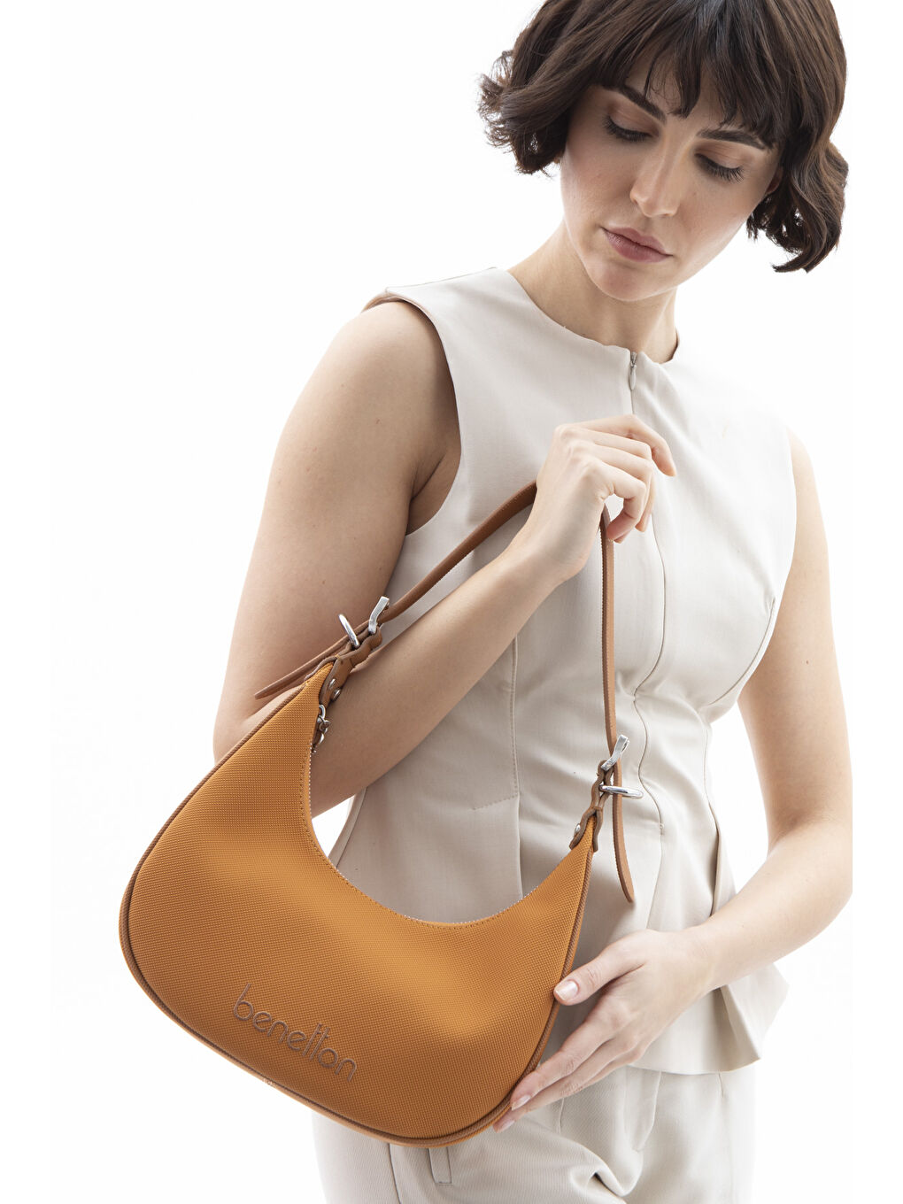 Kahverengi Kadin Kol Çantasi Hardal-Camel BNT1592-1