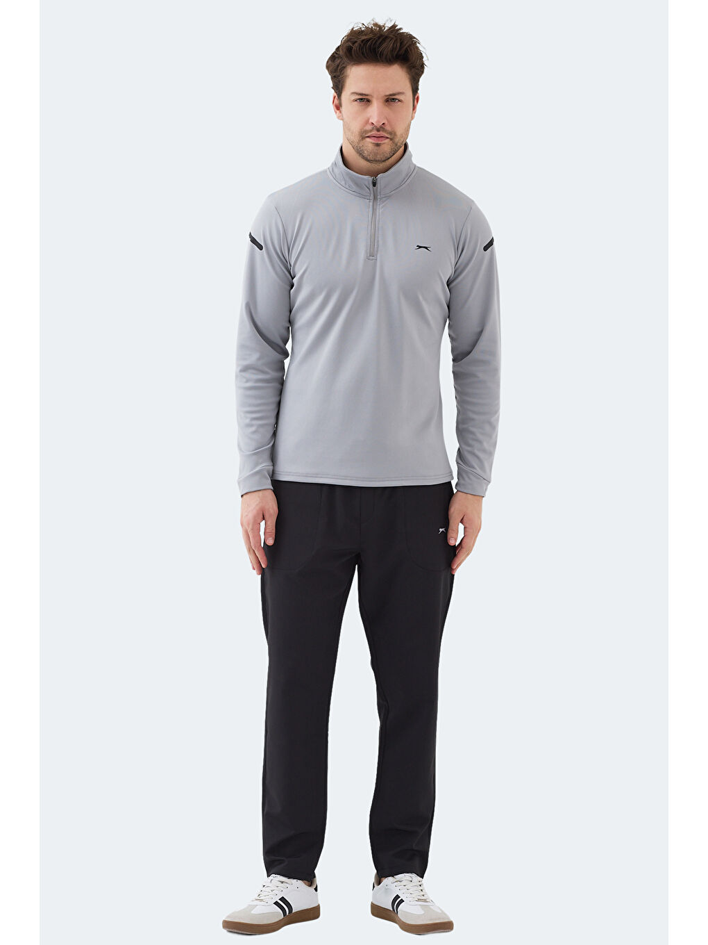 INTIMATE I Erkek Dik Yaka Fermuarlı Gri Sweatshırt-6