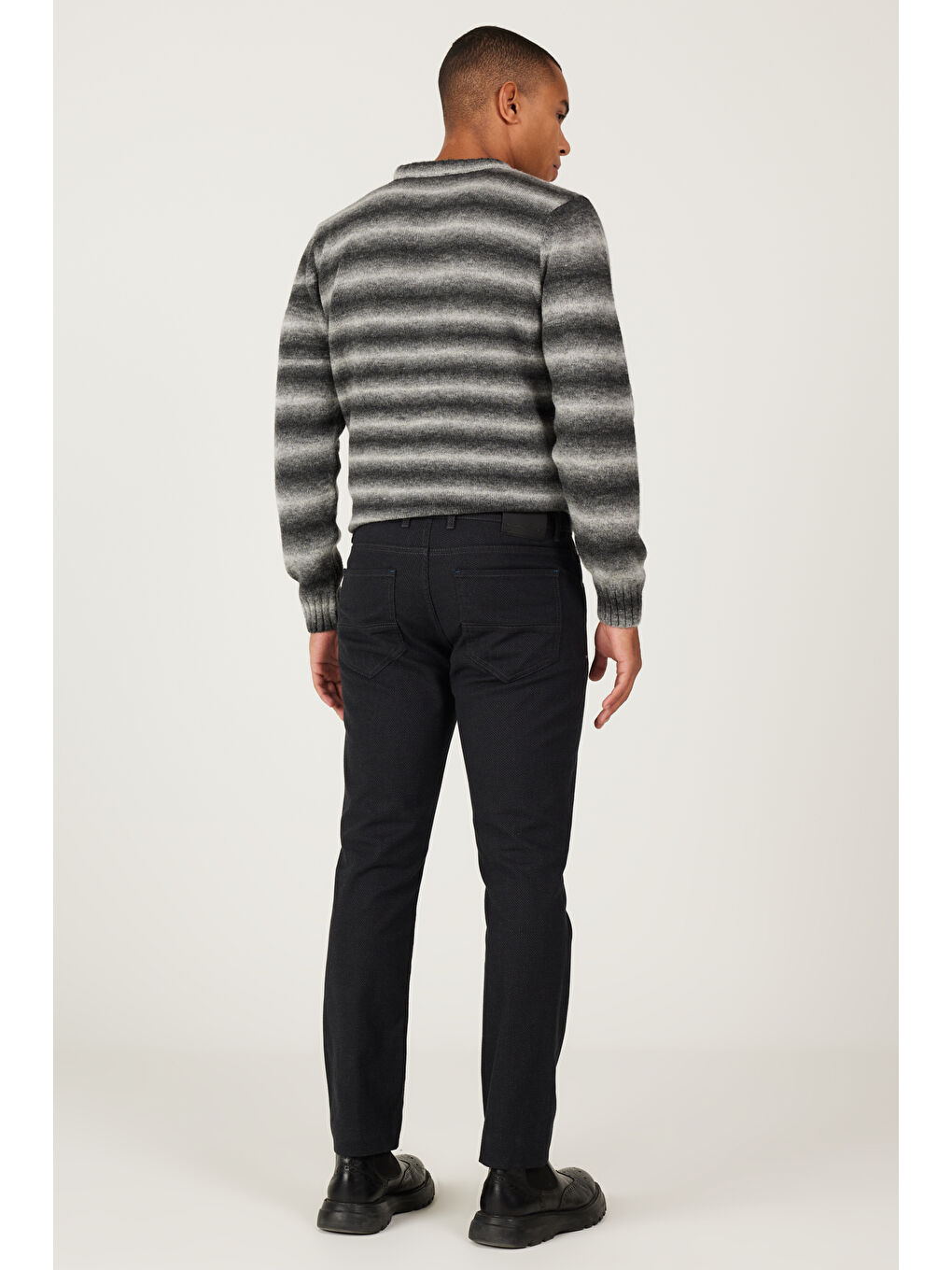 Erkek Antrasit Slim Fit Dar Kesim 5 Cepli Desenli Esnek Pantolon-3