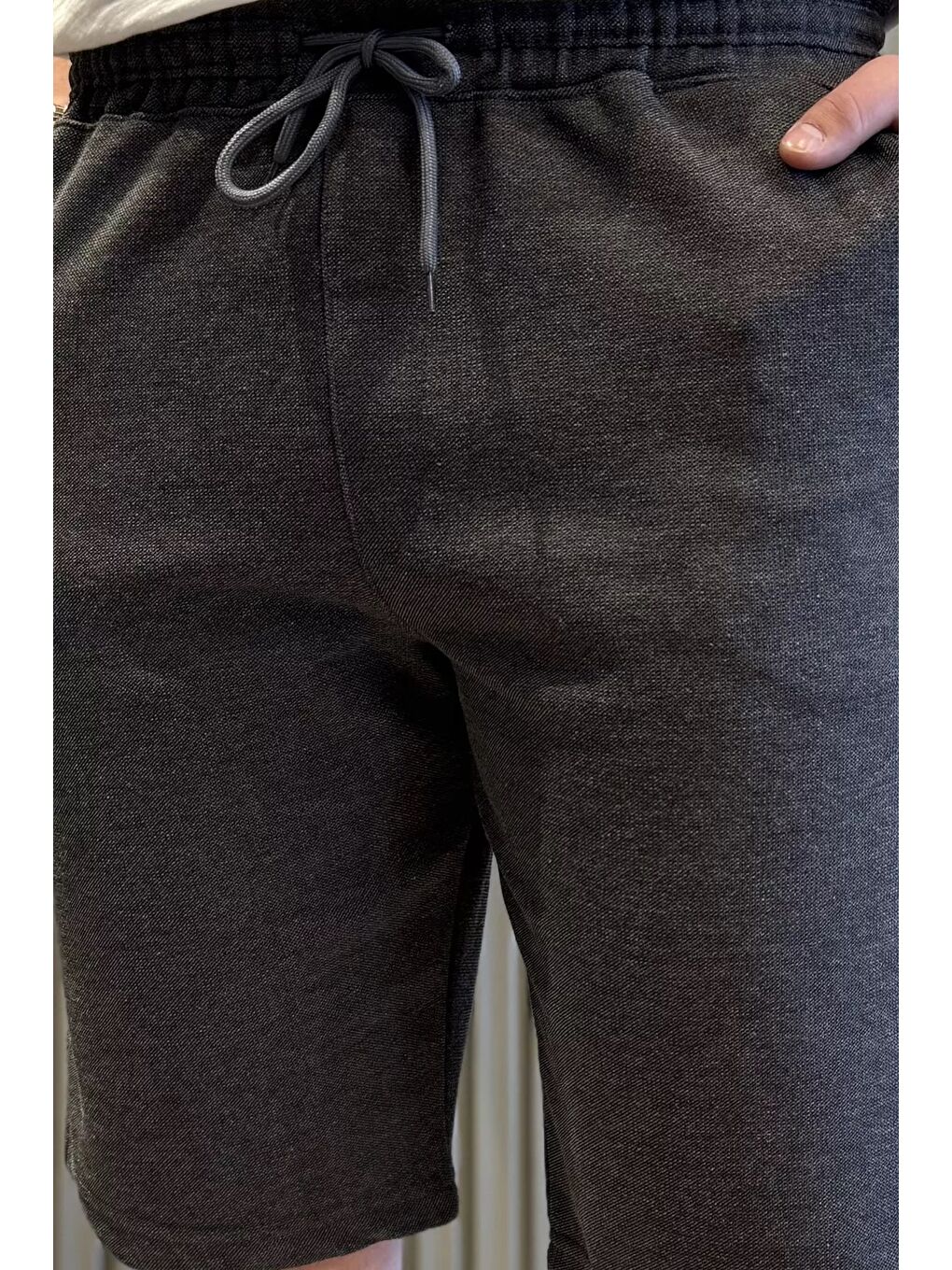 Antrasit Bel Bağcıklı Erkek Şort-3