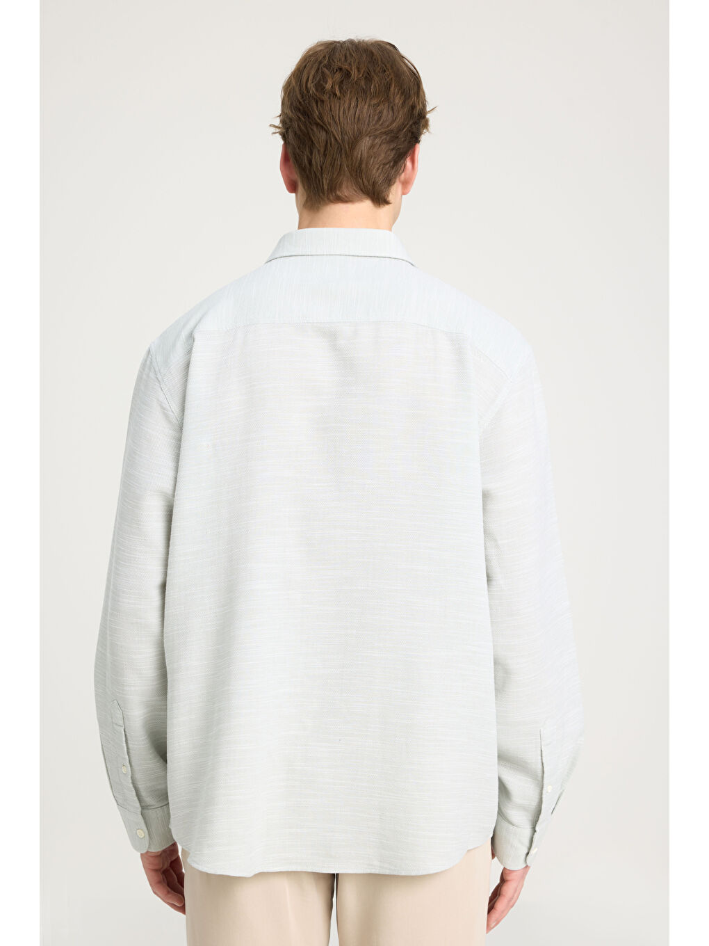 Loose Fit Rahat Kesim %100 Pamuk Mint Yeşili Gömlek-4