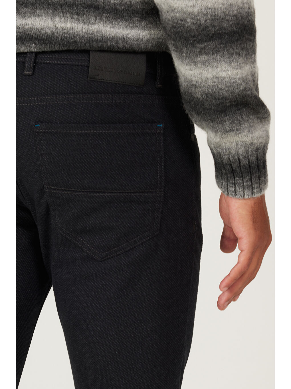 Erkek Antrasit Slim Fit Dar Kesim 5 Cepli Desenli Esnek Pantolon-4