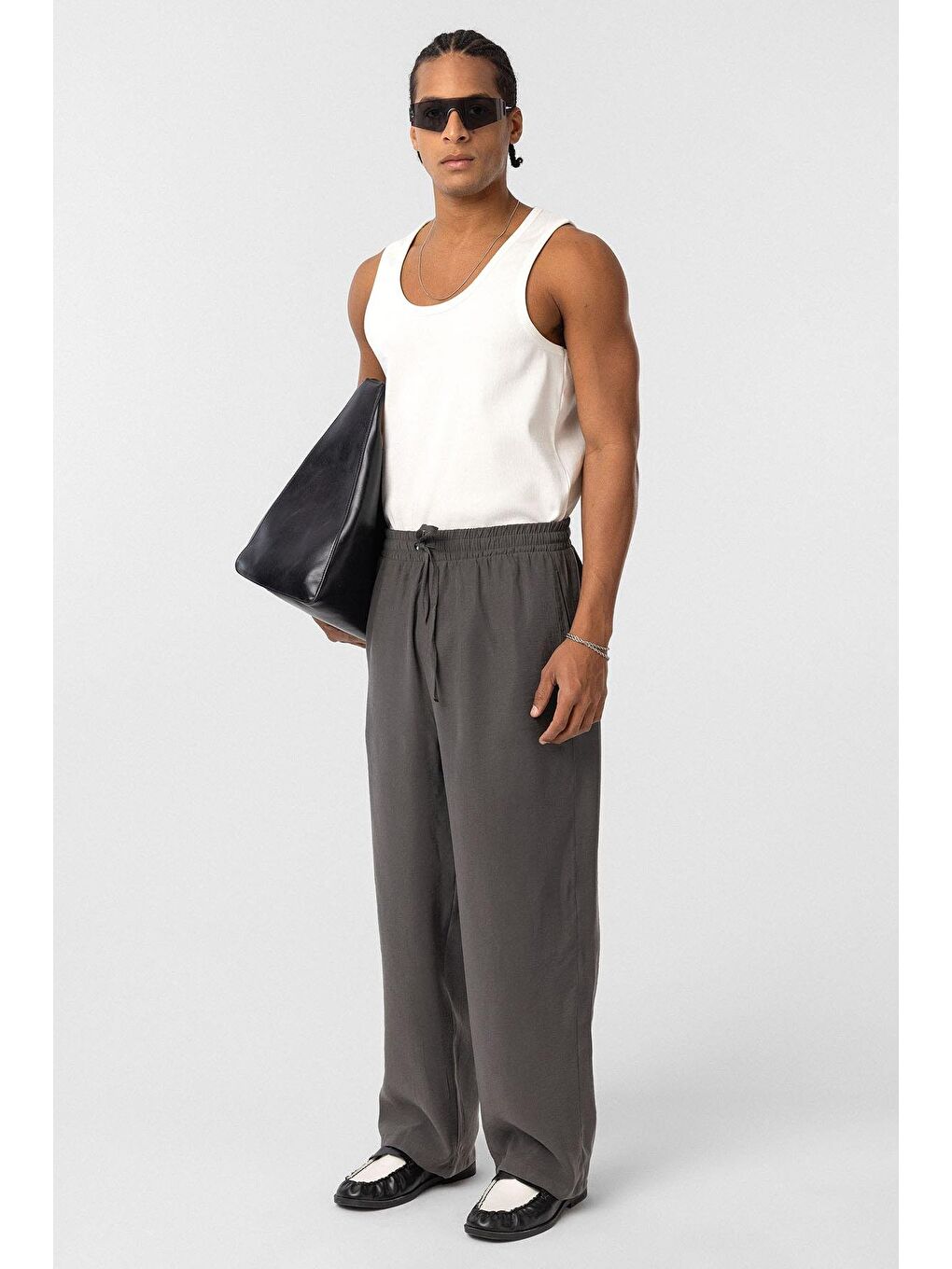 Baggy Fit Modal Kumaş Erkek Pantolon Antrasit