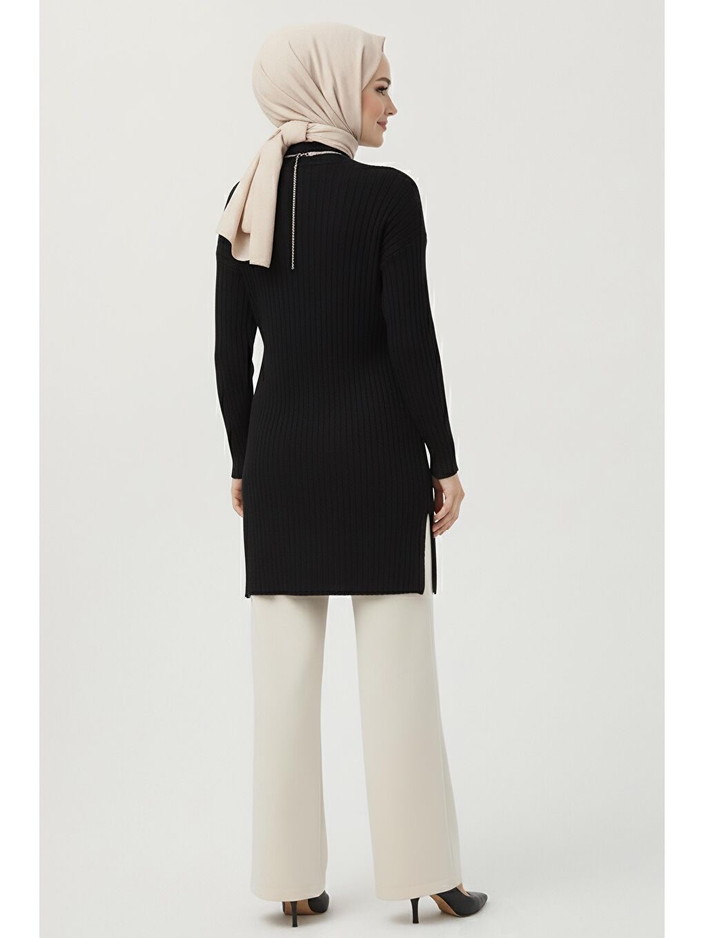 İnterlok Yırtmaçlı Tunik Siyah - 27994-SIYAH-2