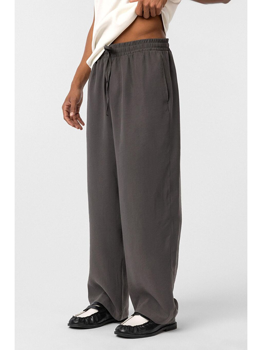 Baggy Fit Modal Kumaş Erkek Pantolon Antrasit-3