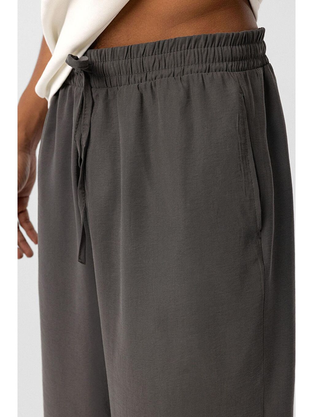 Baggy Fit Modal Kumaş Erkek Pantolon Antrasit-5
