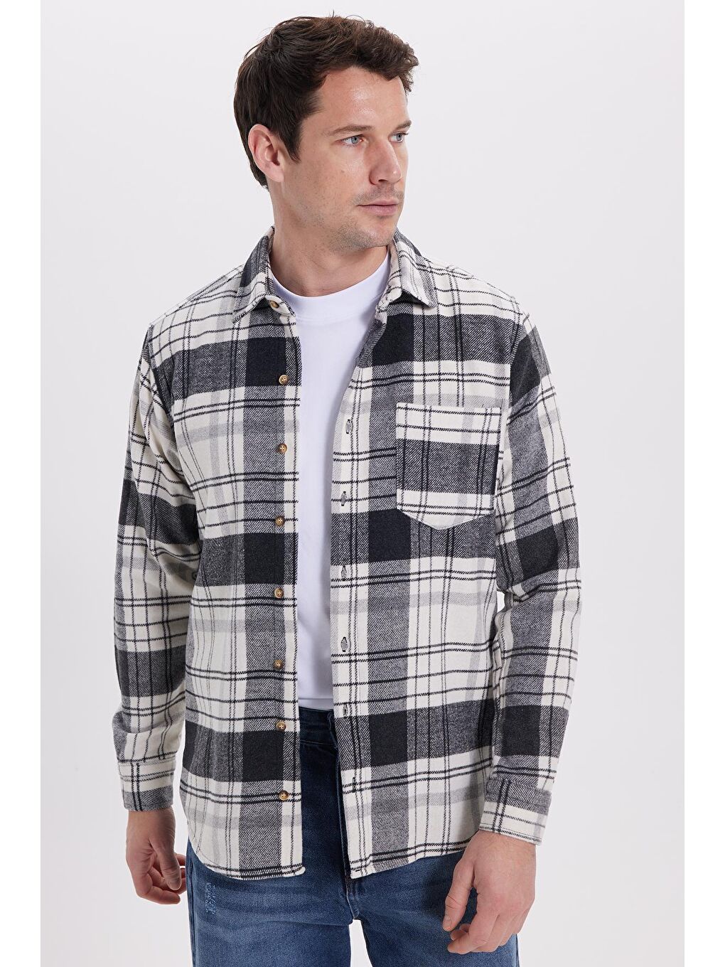Karışık Erkek Regular Fit Rahat Kesim Kışlık Kareli Oduncu Gömlek-4