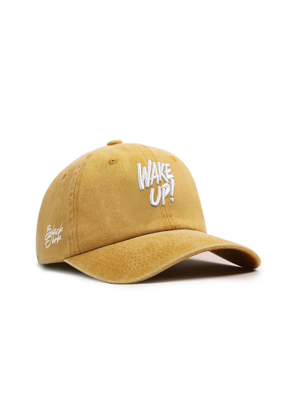 Wake Up Nakışlı Vintage Beyzbol Sarı Şapka