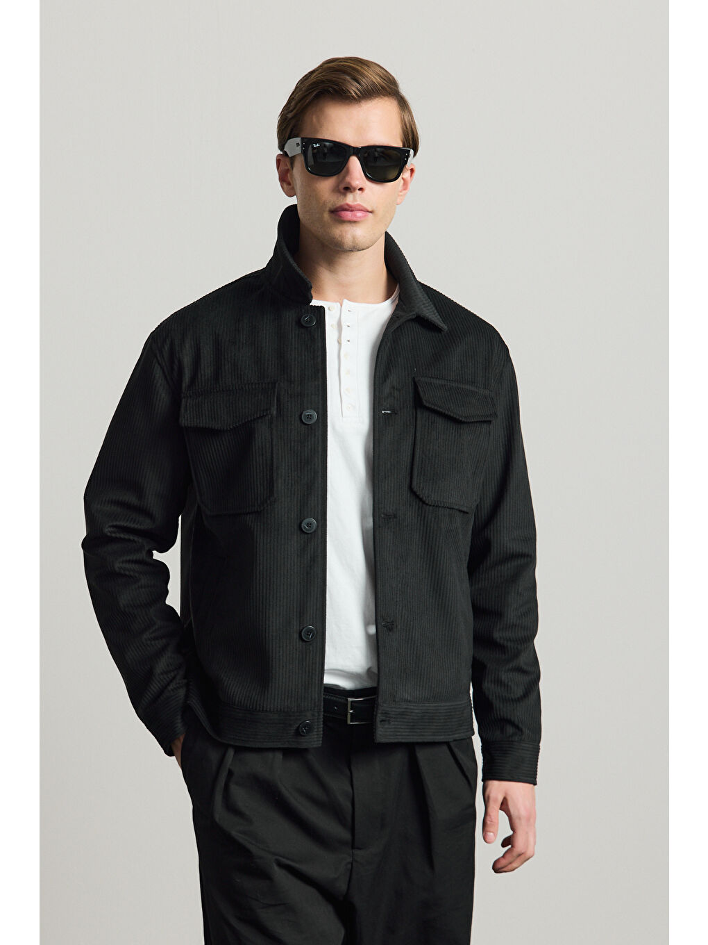 Erkek Premimum Kadife Ceket Siyah 4229DNGR-1