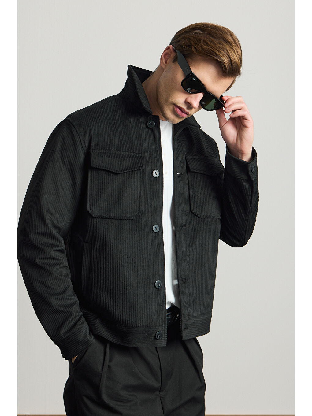 Erkek Premimum Kadife Ceket Siyah 4229DNGR-2