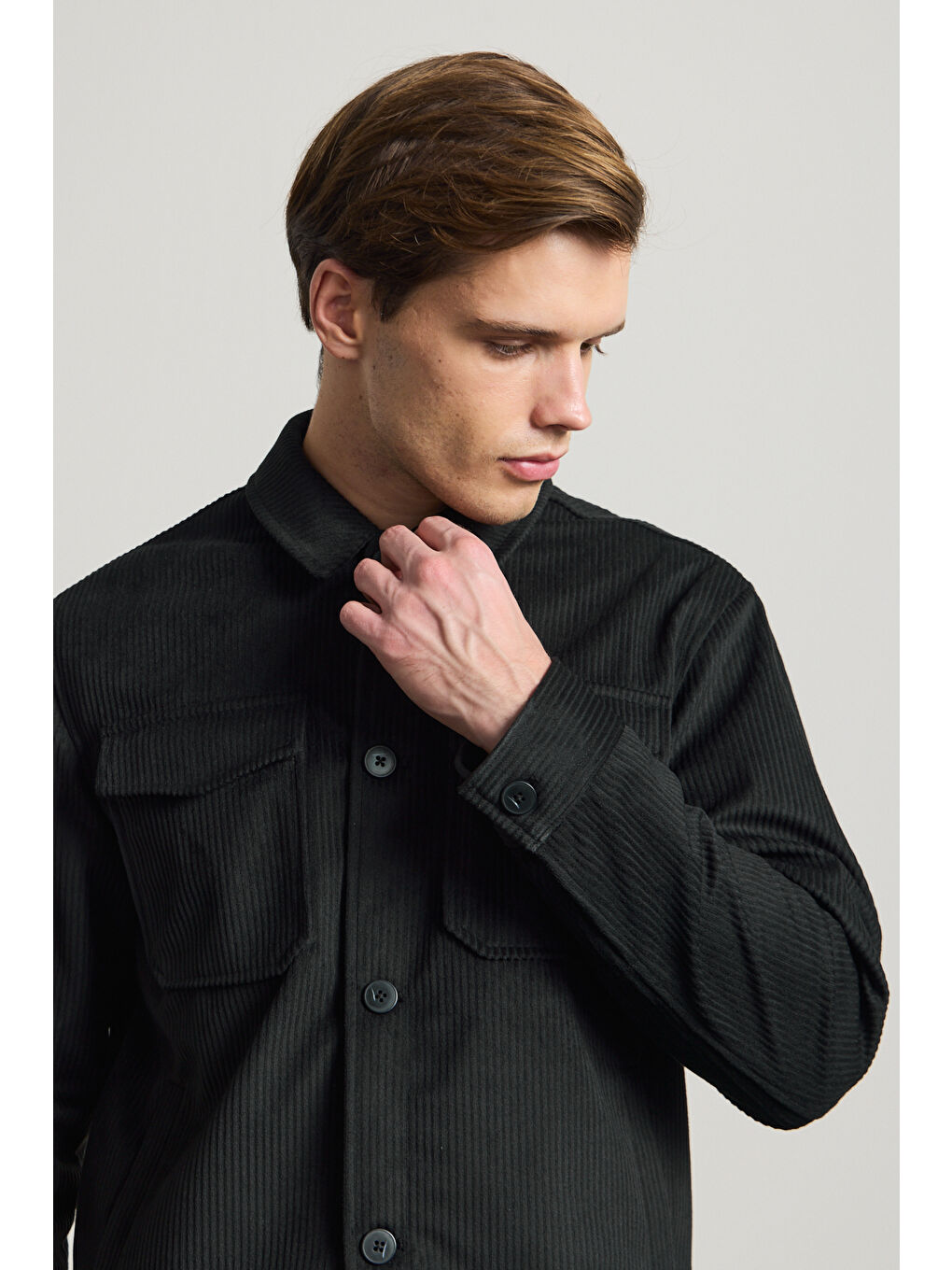 Erkek Premimum Kadife Ceket Siyah 4229DNGR-4