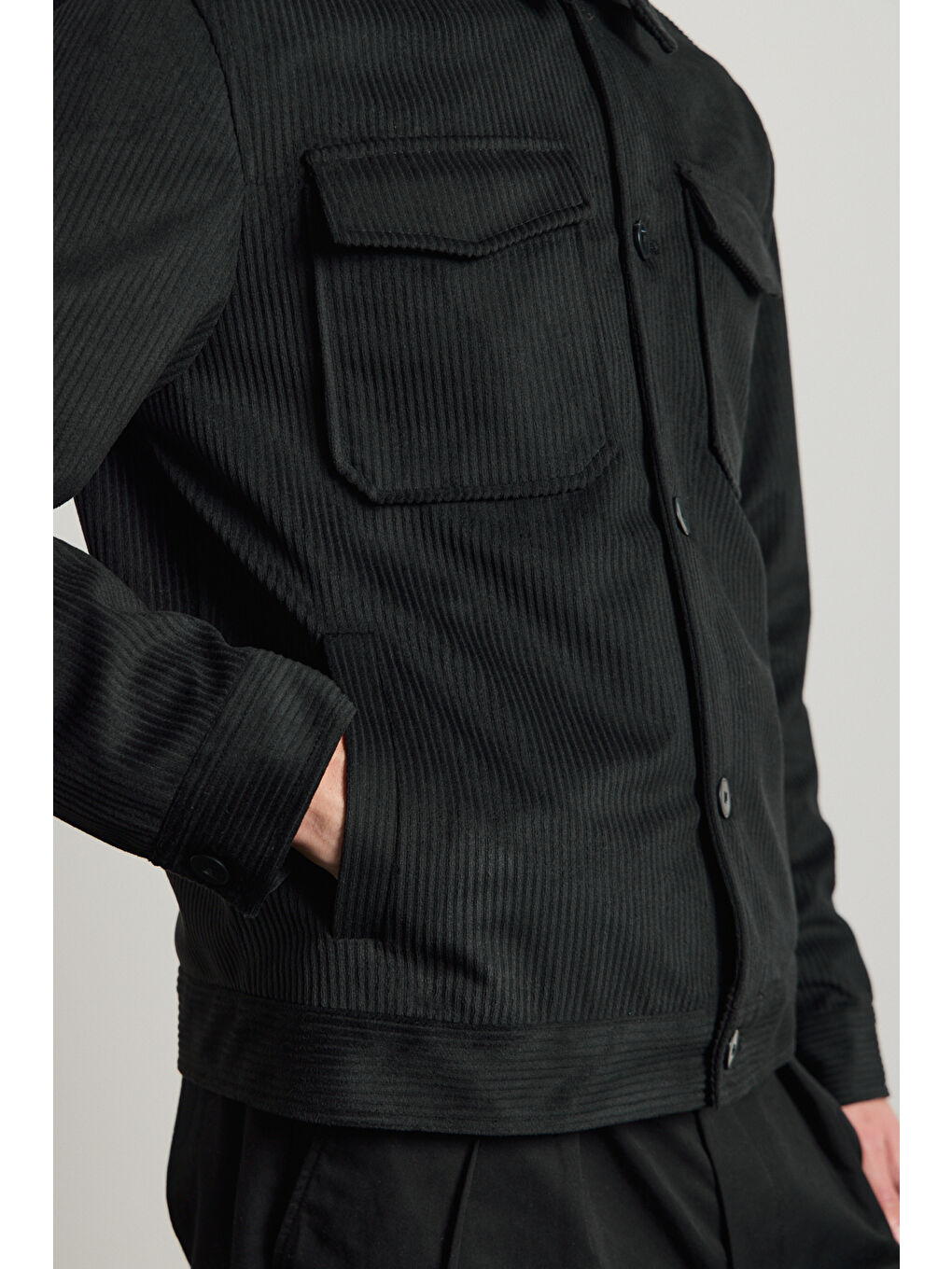 Erkek Premimum Kadife Ceket Siyah 4229DNGR-5