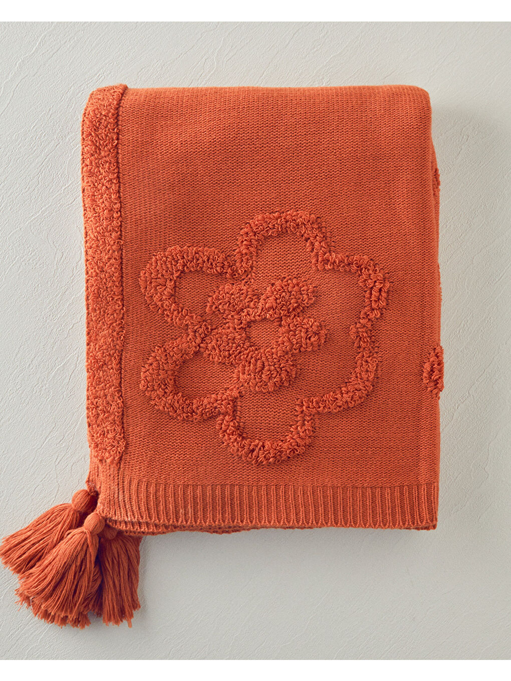 Kahverengi Luxwrap Triko Koltuk Şalı Kiremit-4