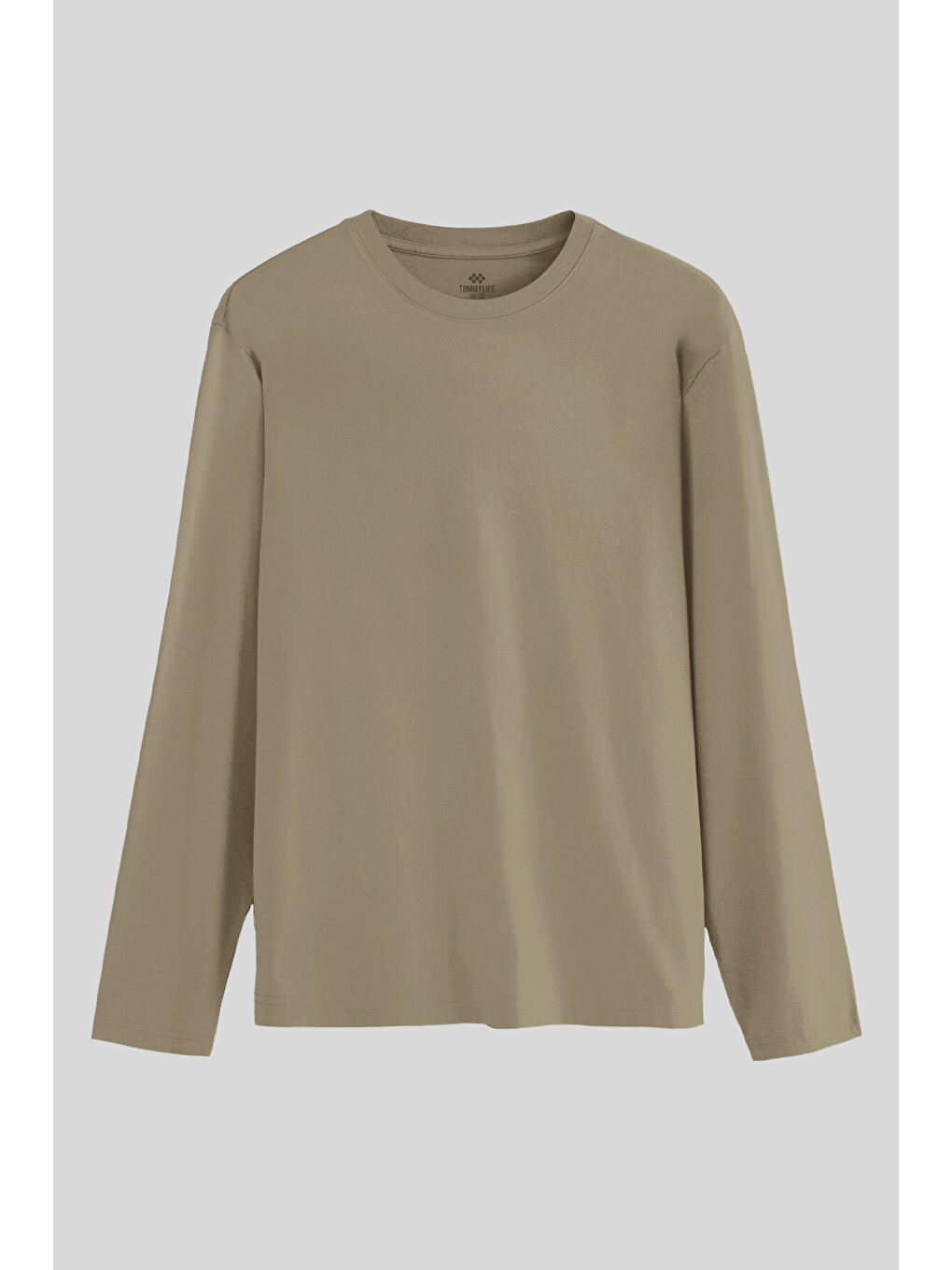 Koyu Bej Standart Fit Basic O Yaka Uzun Kollu İnce Erkek T-Shirt - 87997