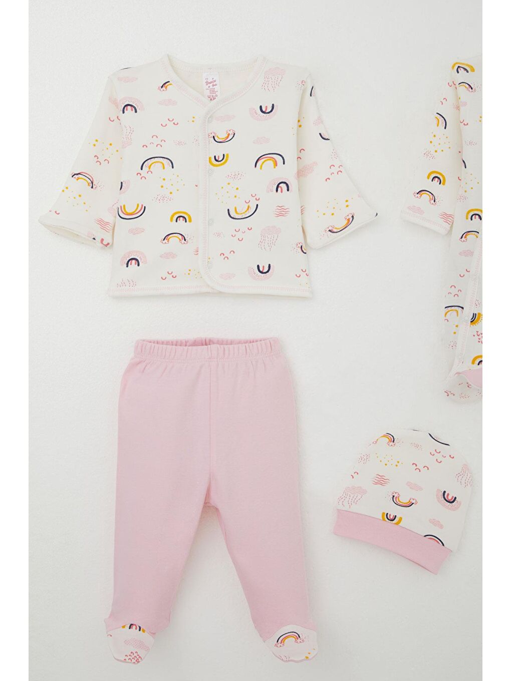 Kız Bebek Hastane Çıkışı 8 Li Gökyüzü Temalı Bulut Desenli Ekru (0-3 Ay)-2