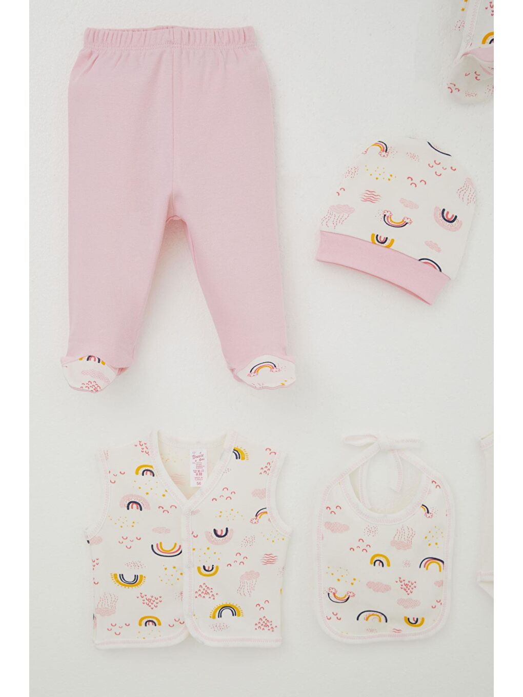 Kız Bebek Hastane Çıkışı 8 Li Gökyüzü Temalı Bulut Desenli Ekru (0-3 Ay)-3