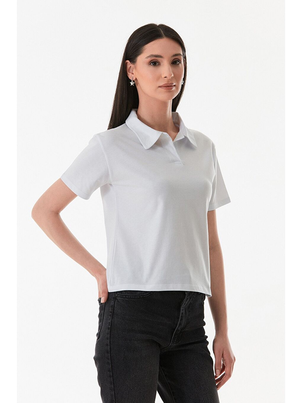 Beyaz Basic Polo Yaka Tişört