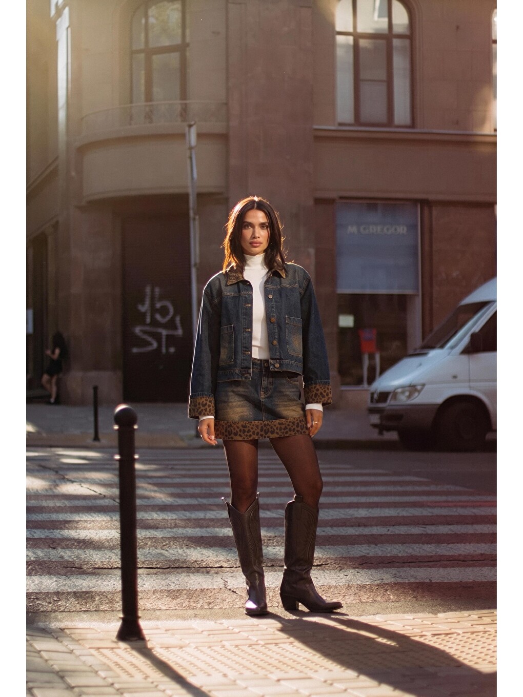 Mavi Kadın Koyu Jean 2w6-8 Straight Leopar Detaylı Tasarım Denim Etek-4