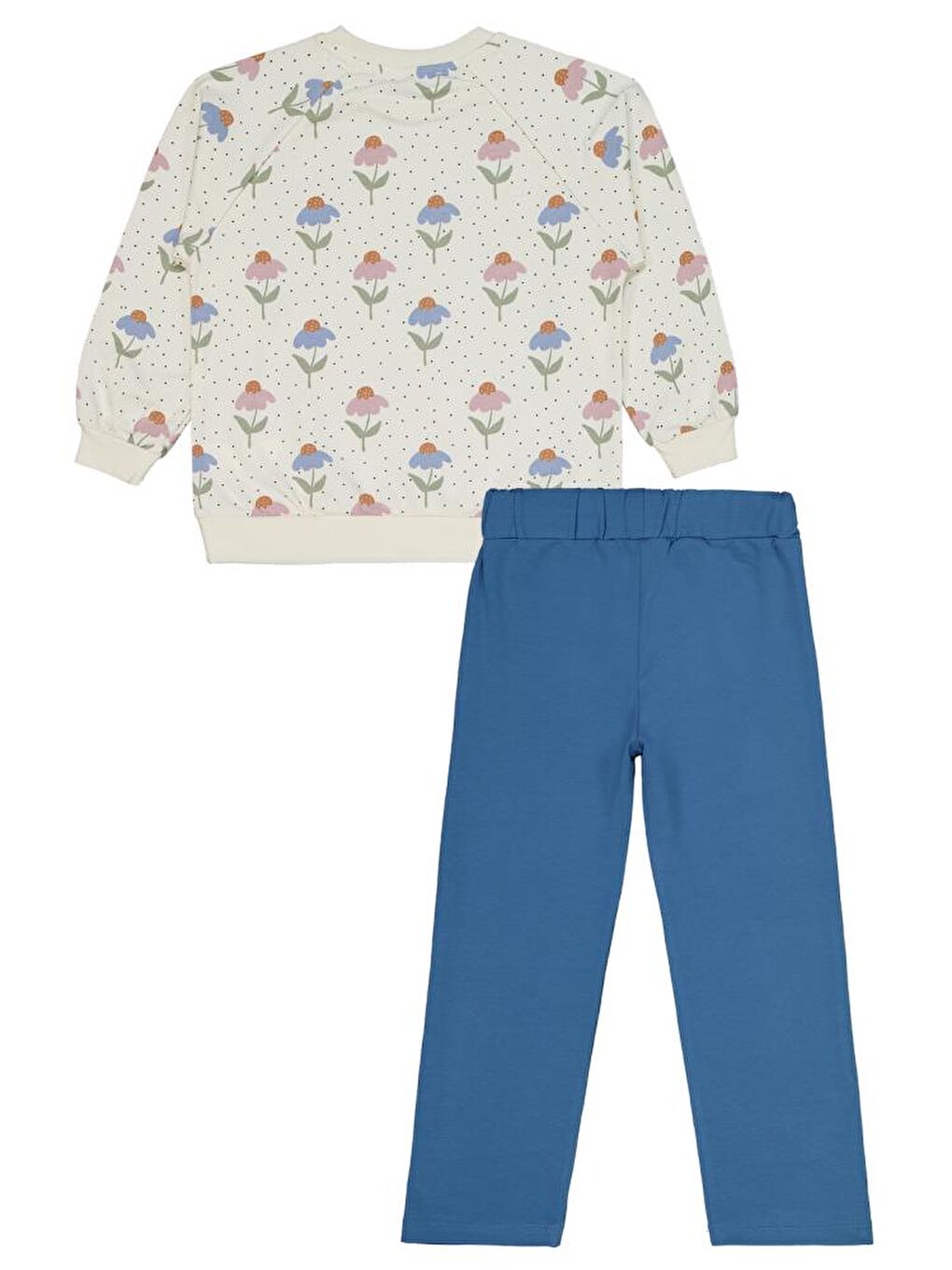 Petrol Girls Puanlı Çiçek Desenli 6-9 Yaş Eşofman Takımı-1