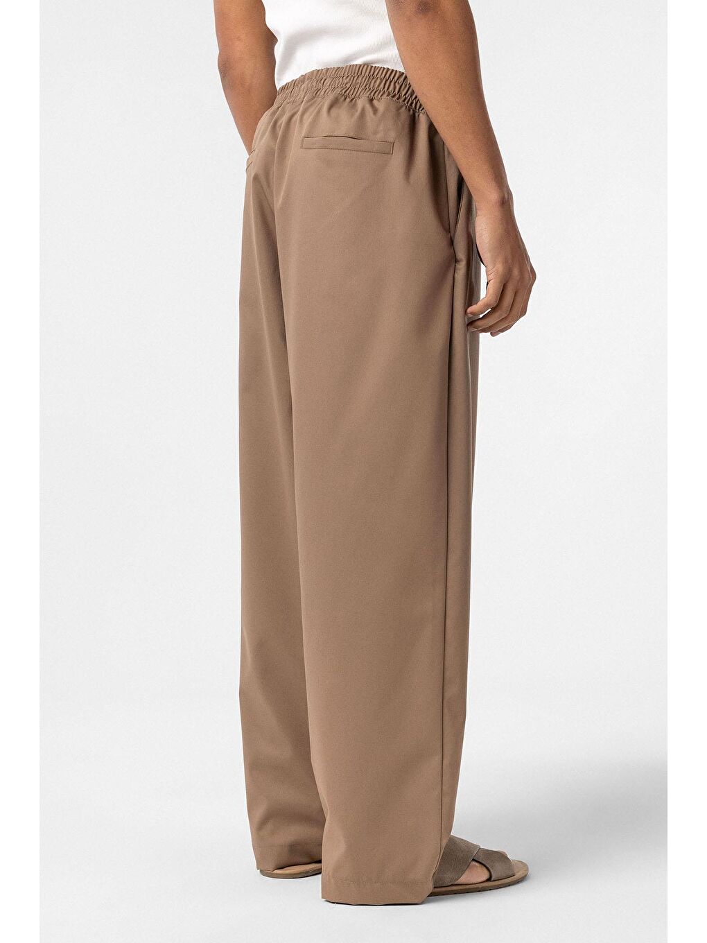 Bej Bel Lastikli Baggy Erkek Pantolon Vizon-5