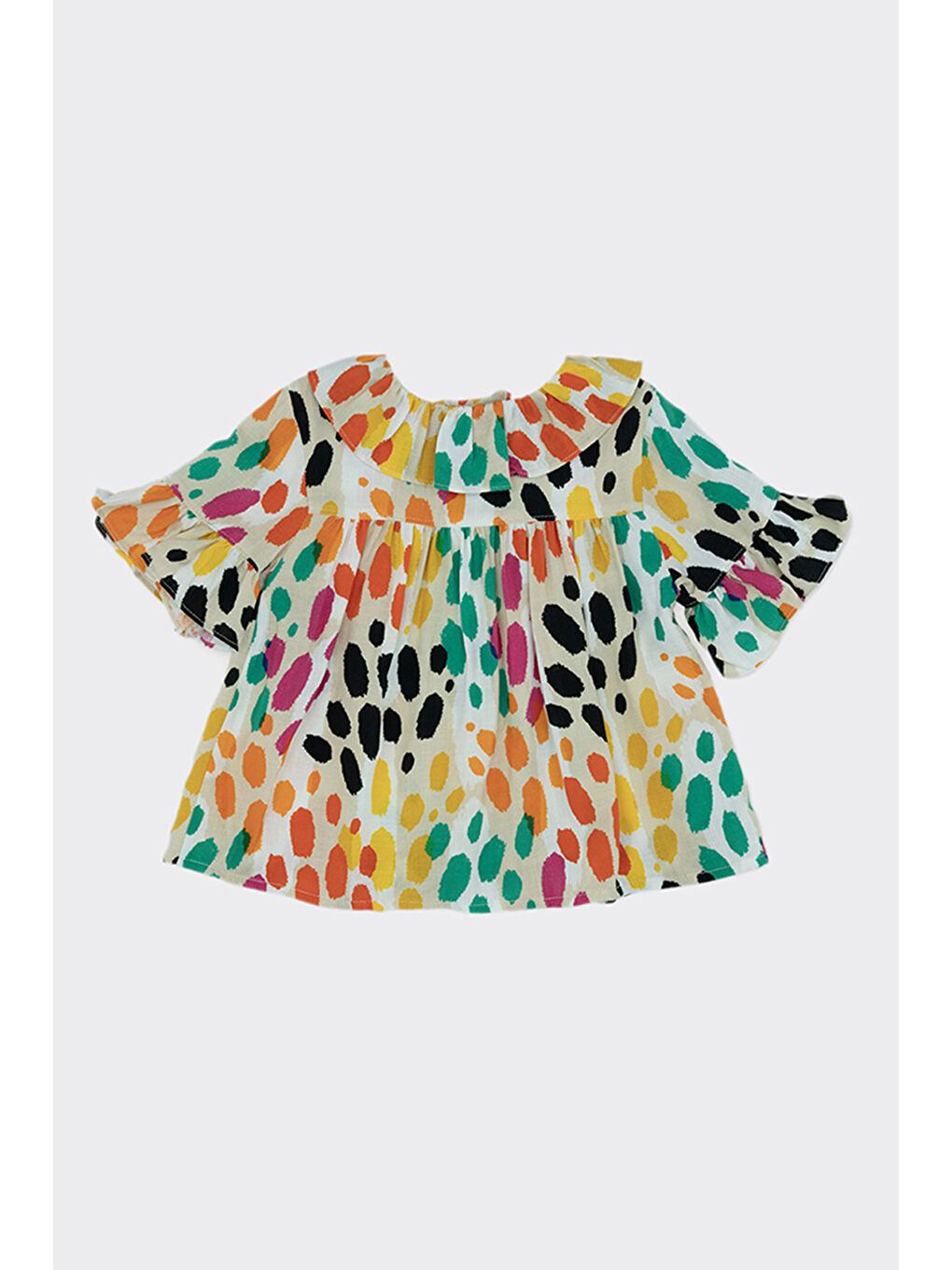 Kız Bebek Leopar Desenli Bej Gömlek-1