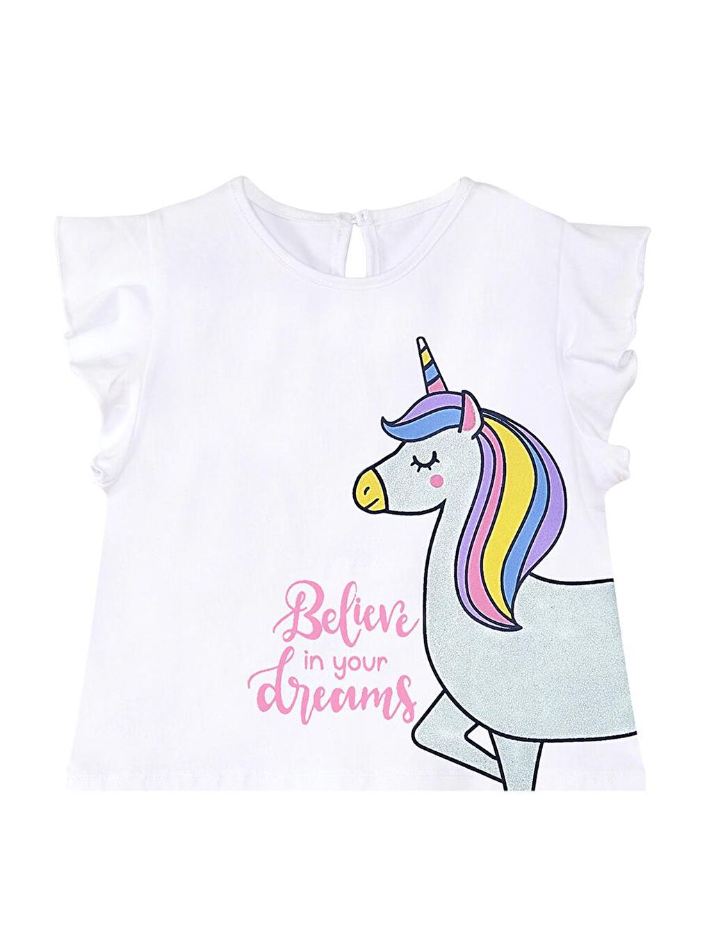 Denokids Karışık Sim Unicorn Kız Çocuk T-Shirt Poplin Şort Takım - 4