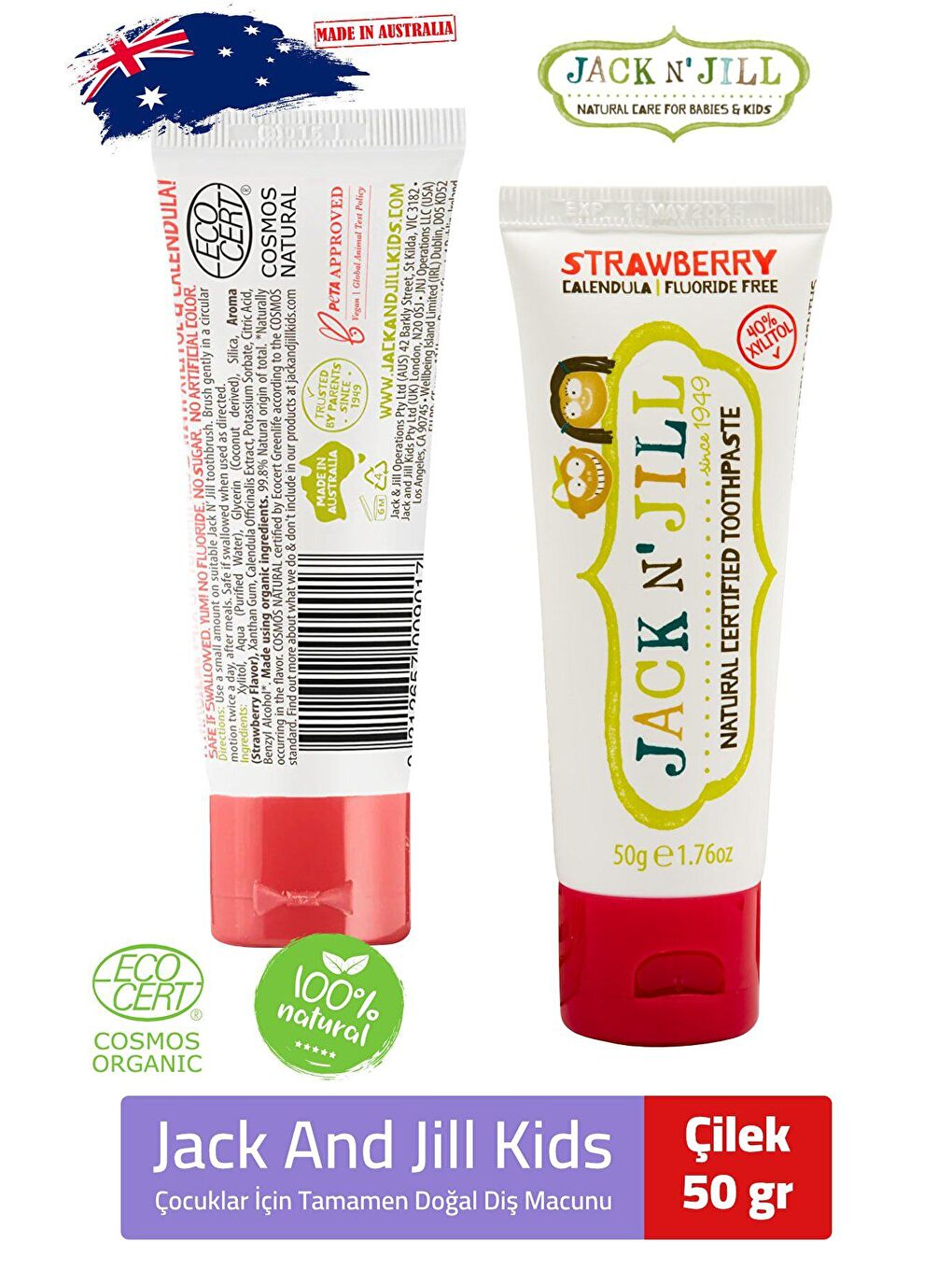 Jack N Jill Doğal Çilek Aromalı Diş Macunu 50 gr x 2 Adet-1