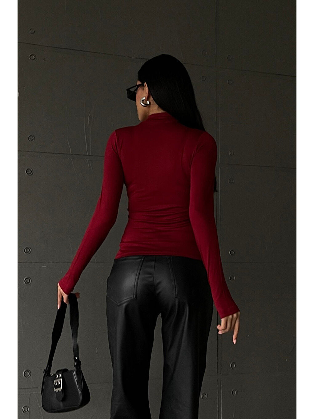 Karışık Kadın Antrasit Bordo 2'li Parmak Detaylı Body-7