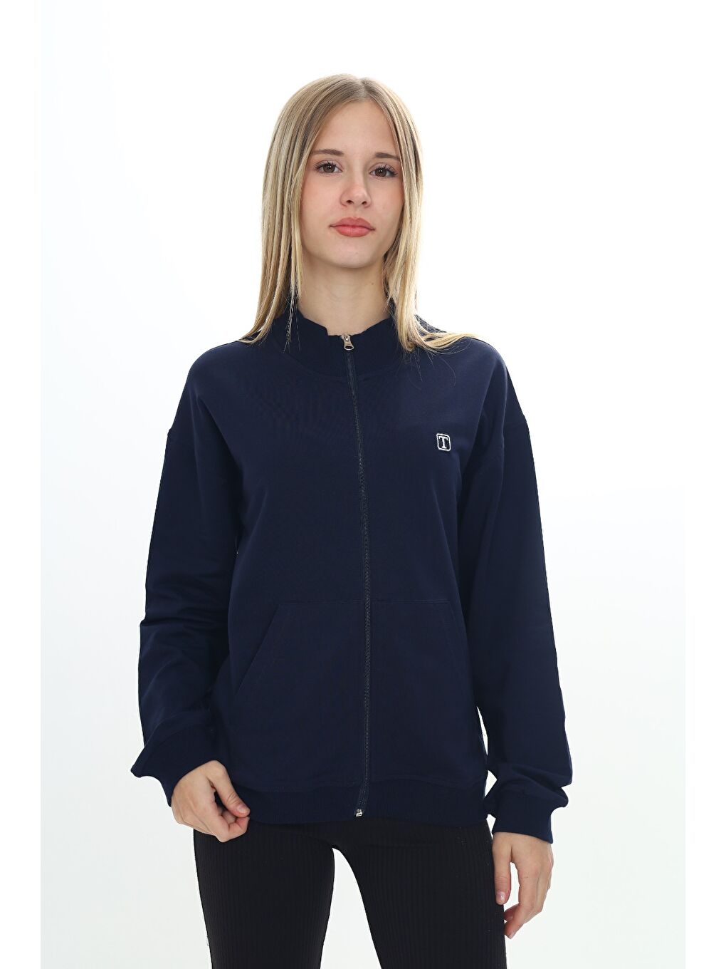 Lacivert Kız Çocuk Nakışlı Hırka-1