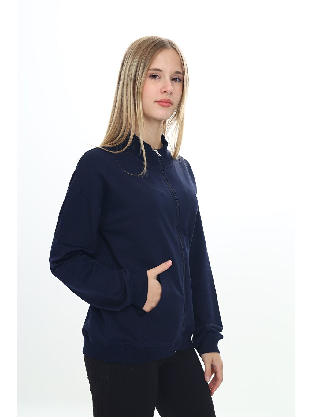 Lacivert Kız Çocuk Nakışlı Hırka-4