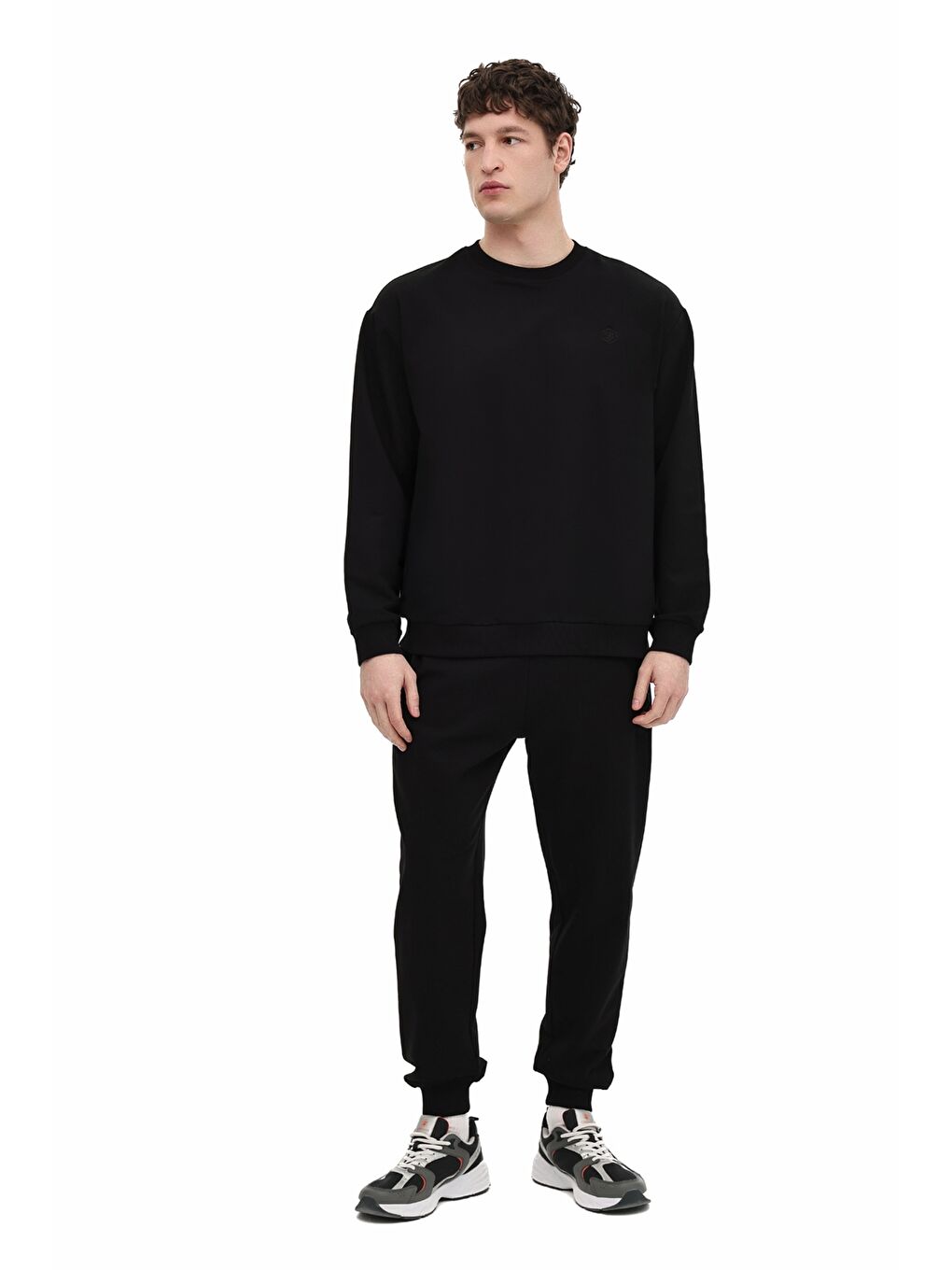 MB SN75 C NECK SW 6FX Siyah Erkek Sweatshirt-2