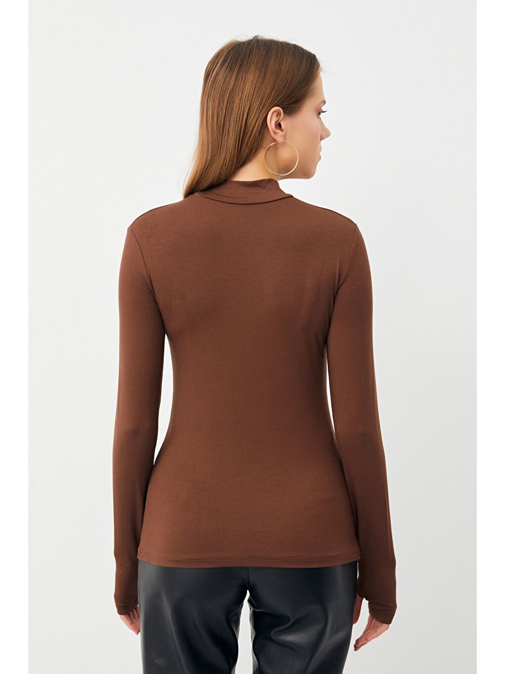 Bej Kadın Krem Acı Kahve 2'li Parmak Detaylı Body-4