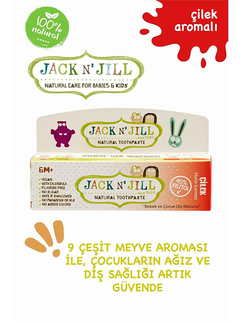 Jack N Jill Doğal Çilek Aromalı Diş Macunu 50 gr x 2 Adet-3