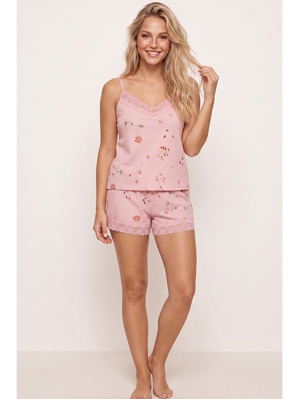 Pembe Bürümcük-krınkıl Şortlu Pijama Takım 26120225