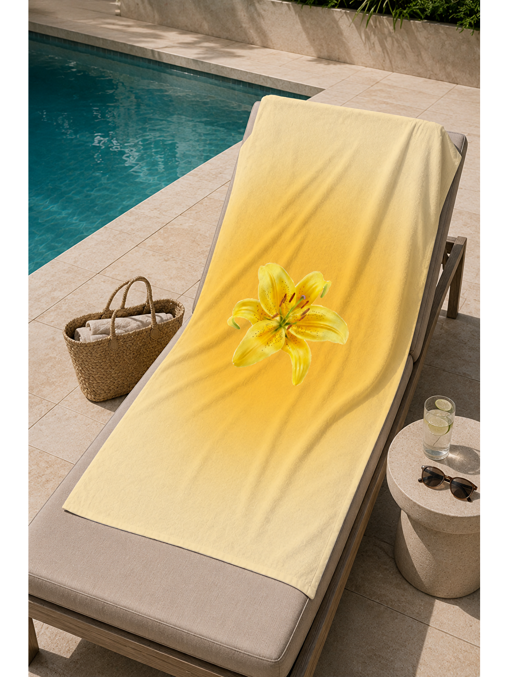 Ekru Cicek Gecisli 70x150 Plaj Havlusu Yumusak Dokulu Deniz Sahil Havuz Ve Tatil Kullanimi Modeli Yeni-4