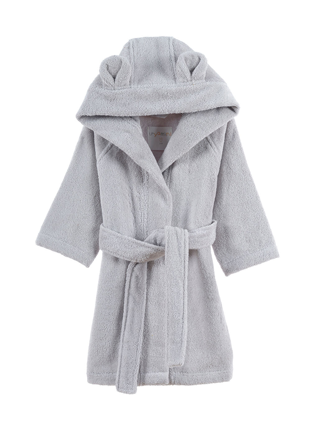 Tiny Bear Organik Pamuk Çocuk Bornoz Gri